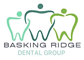The image features a logo with a graphic design that includes three stylized figures resembling human profiles facing towards each other, set against a background with a color gradient from light green at the top to white at the bottom. Above these figures, there is text that reads BASKING RIDGE DENTAL GROUP. The overall style of the image suggests it is a corporate or branding logo for a dental practice named Basking Ridge Dental Group.
